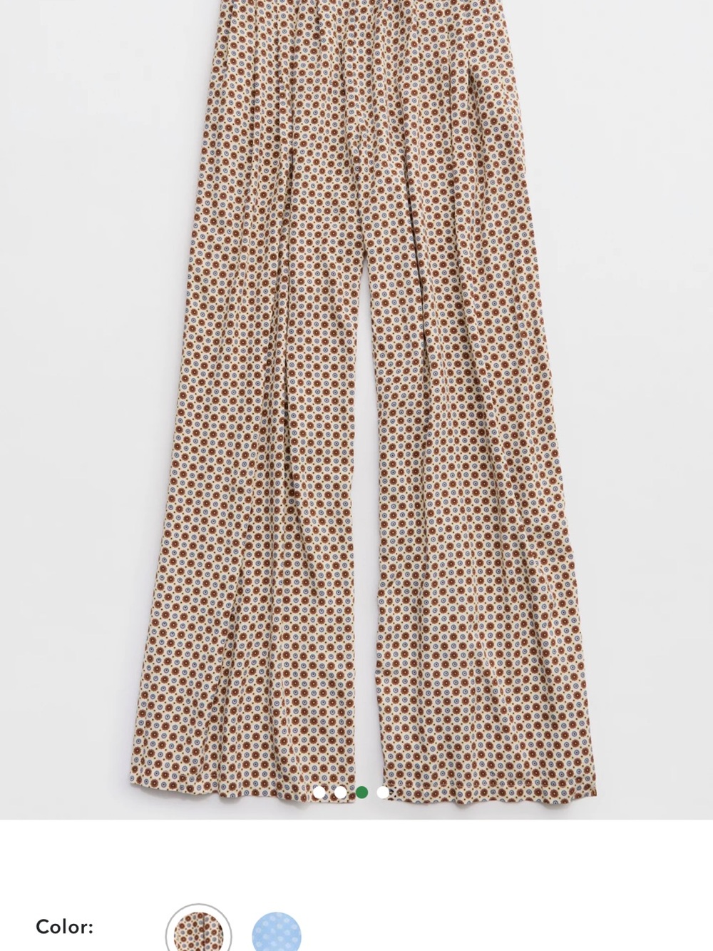 aerie Floral Dot Wide-Leg pants — Cream & Brown